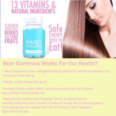 THIKURA Biotin Hair Gummy GMP Approved Health Bear Gummies 10000mcg product image