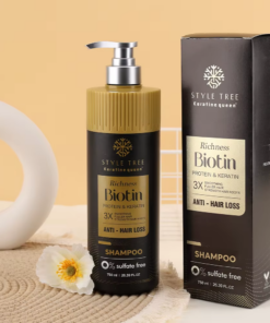 Style Tree Keratinequeen Biotin shampoo and box