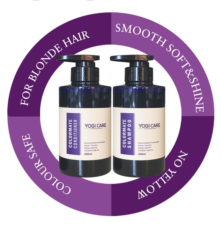 YOGI CARE Professional Toning Purple,Shampoo and Conditioner Set for Blonde Hair, Smooth Soft and Shine, 300ml Each 8 YOGI CARE Professional Toning Purple,Shampoo and Conditioner Set for Blonde Hair, Smooth Soft and Shine, 300ml Each