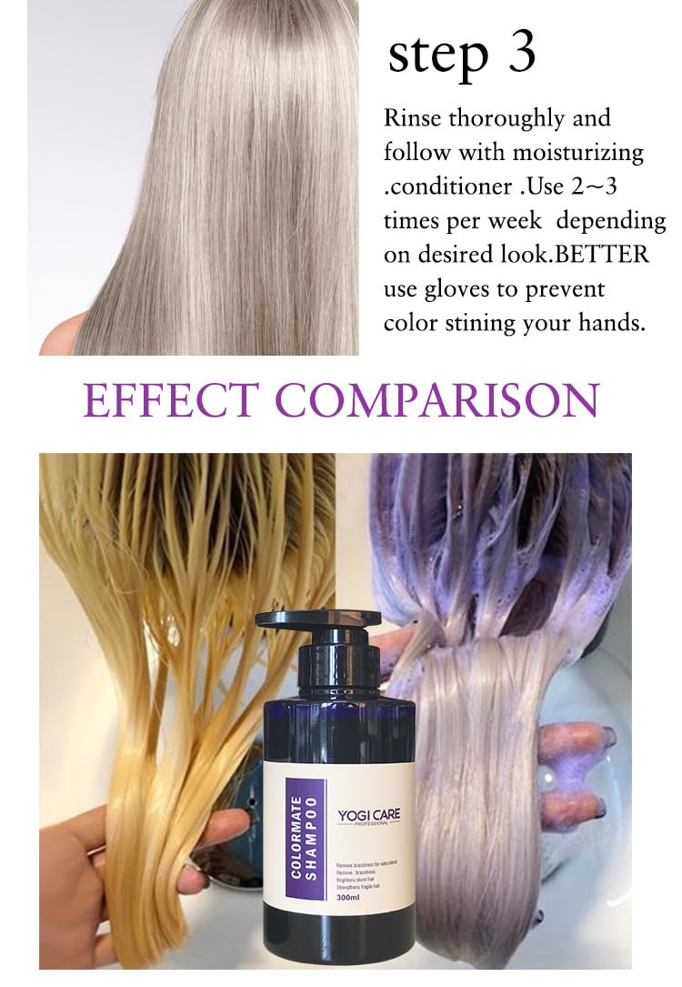 YOGI CARE Professional Toning Purple,Shampoo and Conditioner Set for Blonde Hair, Smooth Soft and Shine, 300ml Each 6 YOGI CARE Professional Toning Purple,Shampoo and Conditioner Set for Blonde Hair, Smooth Soft and Shine, 300ml Each