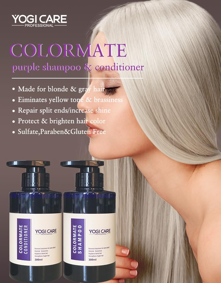 YOGI CARE Professional Toning Purple,Shampoo and Conditioner Set for Blonde Hair, Smooth Soft and Shine, 300ml Each 4 YOGI CARE Professional Toning Purple,Shampoo and Conditioner Set for Blonde Hair, Smooth Soft and Shine, 300ml Each