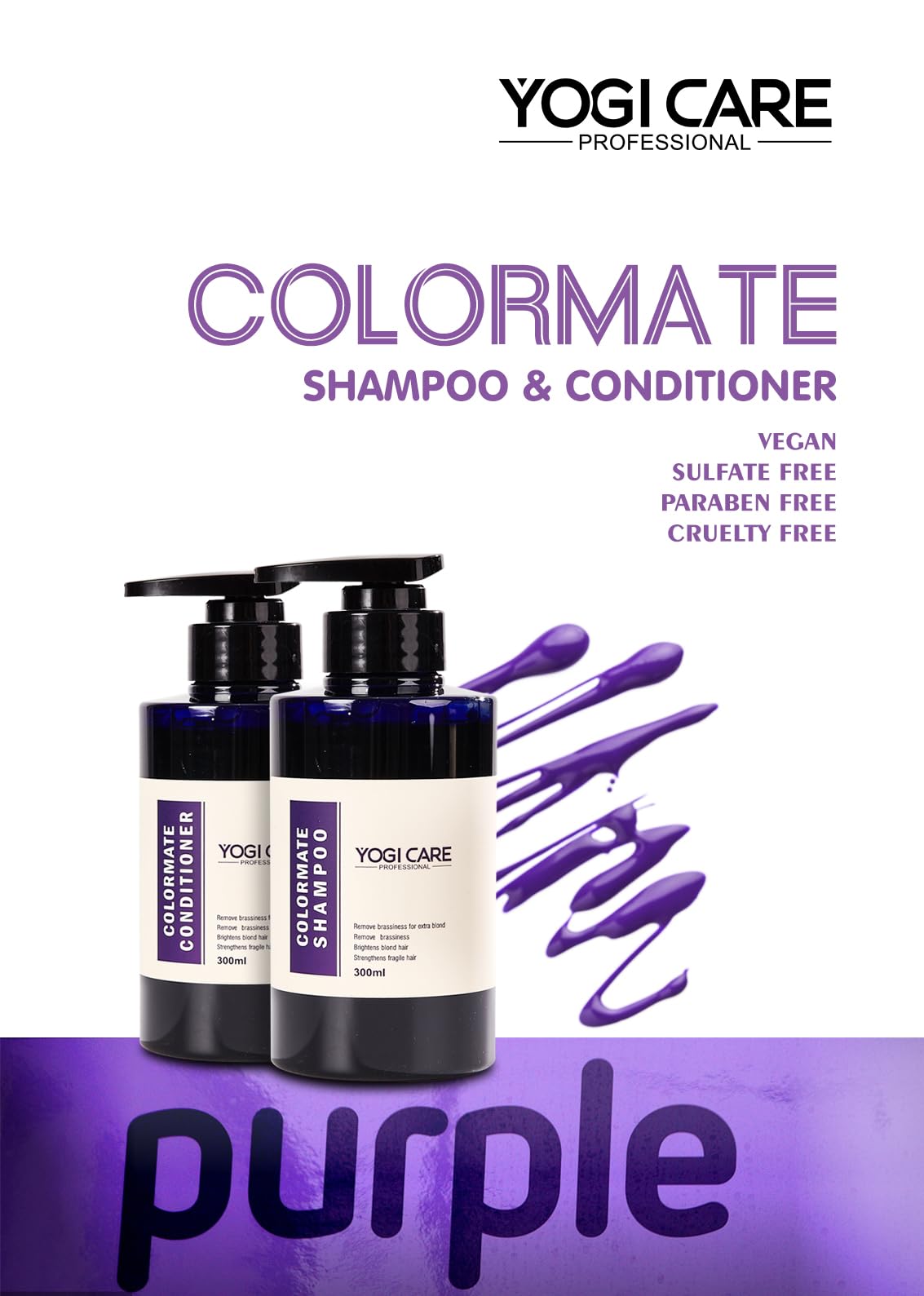 YOGI CARE Professional Toning Purple,Shampoo and Conditioner Set for Blonde Hair, Smooth Soft and Shine, 300ml Each 2 YOGI CARE Professional Toning Purple,Shampoo and Conditioner Set for Blonde Hair, Smooth Soft and Shine, 300ml Each